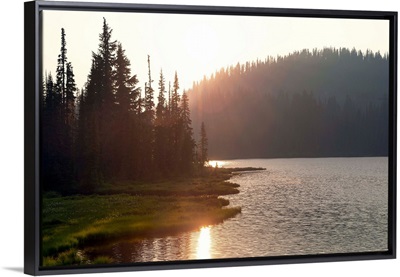 Sunset On Lake, Mount Rainier National Park, Washington