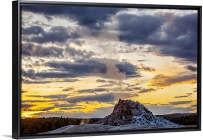 Sunset Over Yellowstone National Park With Dramatic Clouds