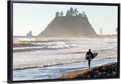Surfer on the Shore of La Push Beach, Washington