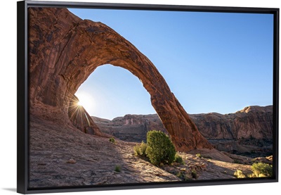The Corona Arch overlooking Bootlegger Canyon in Arches National Park, Utah