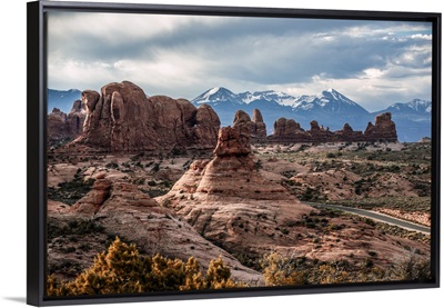 The Fiery Furnace with the La Sal Mountains in the background