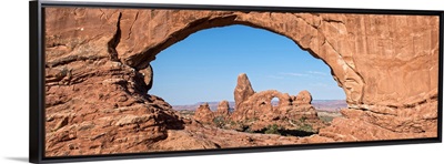 The Turret Arch seen through the North Window Arch, Arches National Park, Utah