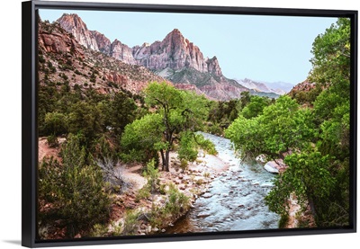 The Watchman Peak and Virgin River, Zion National Park, Utah