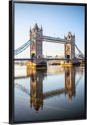 Tower Bridge Reflecting Into River Thames, London, England, UK