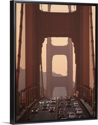 Traffic on the Golden Gate Bridge at Sunset