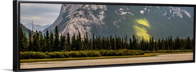 Trees Line The Edge Of Vermilion Lakes, Banff National Park, Alberta, Canada