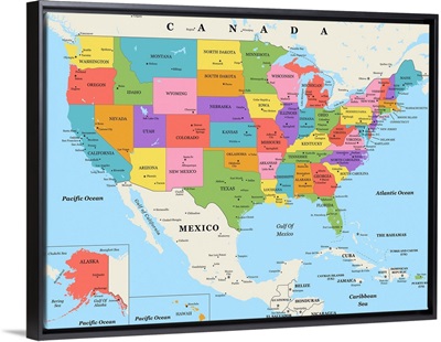 US Map - Color, Classic Text