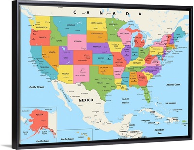 US Map - Color, Modern Text