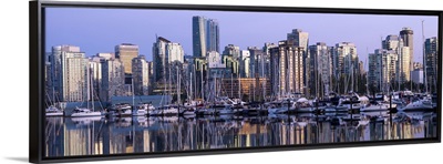 Vancouver, BC, Canada Skyline and Harbor Reflecting at Sunset - Panoramic