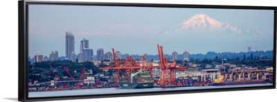 Vancouver Harbor, Metrotown And Mount Baker, Vancouver, British Columbia, Canada