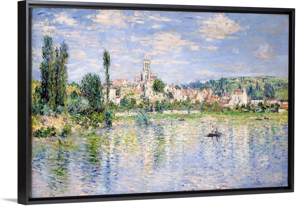 In this view of Vetheuil, seen from the opposite bank of the Seine, the flicker of individual brushstrokes reflects Monet'...