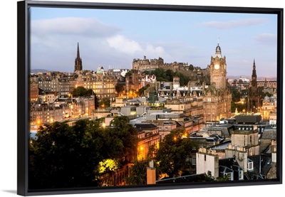 View of Edinburgh City Centre from Calton Hill, Scotland, UK