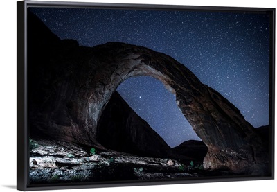West Side Of Corona Arch At Night, Near Arches National Park, Utah