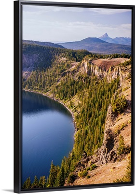 West Side Of Crater Lake With Mount Thielsen, Oregon