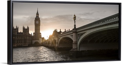 Westminster Bridge and Big Ben at Sunset, Westminster, London, England, UK