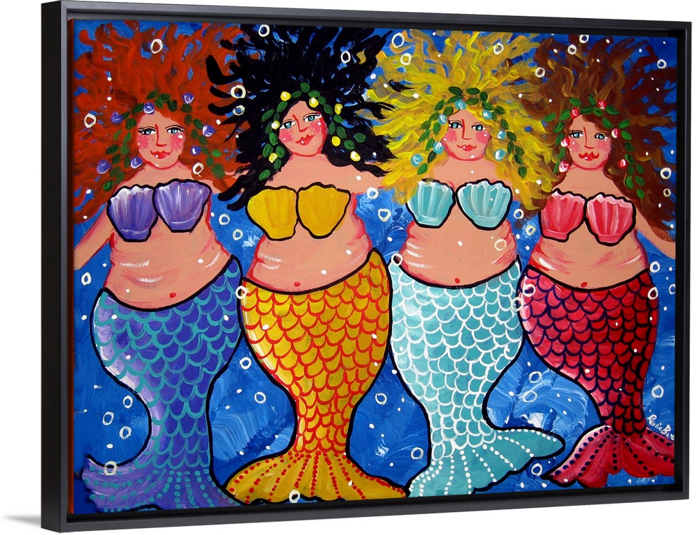 Four chubby and colorful Mermaids