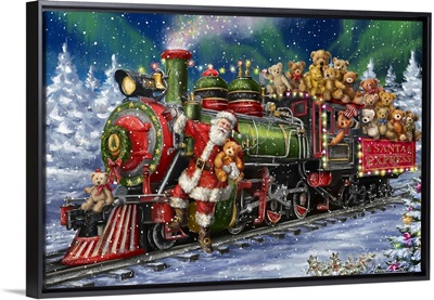 Santa Green /Red Train with toy bears