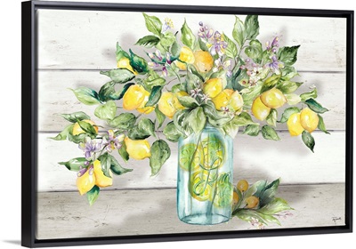 Watercolor Lemons In Mason Jar Landscape
