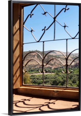 A view of the Ourika Valley as glimpsed through window, Morocco, Africa