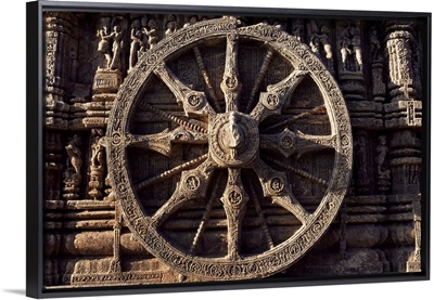 Carved chariot wheel, Sun Temple dedicated to the Hindu sun god Surya, India