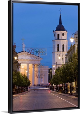 Cathedral and Bell Tower looking along Gedimino street, Vilnius, Lithuania