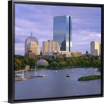 City skyline at sunset, Boston, Massachusetts, New England