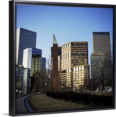 Civic Center Plaza, skyscrapers in the evening, Denver, Colorado, USA