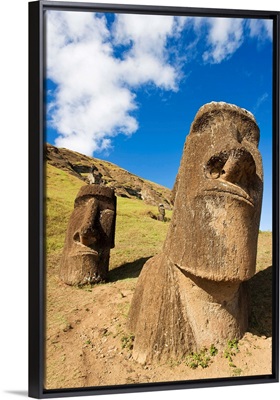 Giant monolithic stone Moai statues at Rano Raraku, Rapa Nui (Easter Island), Chile