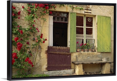 House with green shutters in the Nevre Region of Burgundy, France