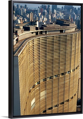 Huge curved office block facade, designed by Oscar Niemeyer, Sao Paulo, Brazil