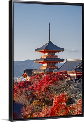 Kiyomizu-Dera Buddhist Temple And Sanjunoto Three Story Pagoda, Kyoto, Honshu, Japan