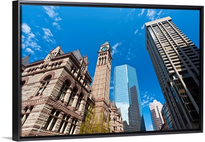 Old City Hall contrasting with modern skyscrapers, Toronto, Ontario, Canada