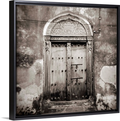 Old Omani studded timber door, Stonetown, Zanzibar, Tanzania, Africa