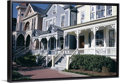 Old style clapboard residences, Victorian District, Savannah, Georgia, USA