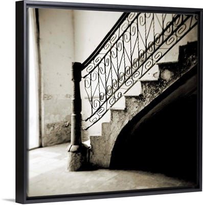 Ornate ironwork inside apartment building, Cienfuegos, Cuba, West Indies