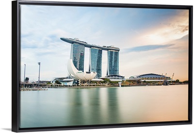 Skyline Of Singapore Marina Bay At Night With Marina Bay Sands, Singapore