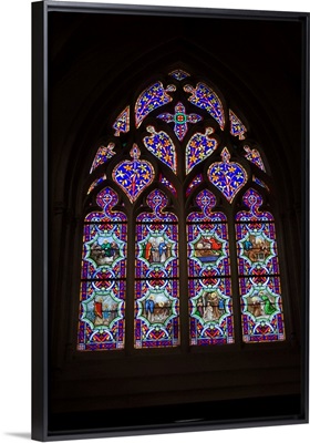 Stained glass window in the Cathedrale St-Corentin, Quimper, Brittany, France