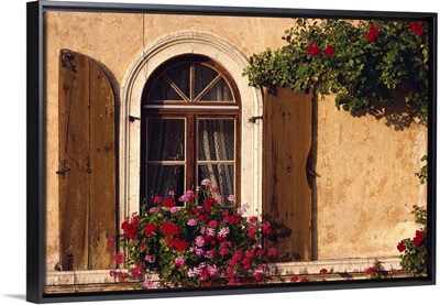 Window with shutters and window box, Italy