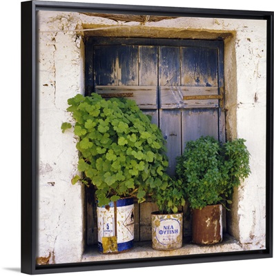 Windowsill, Paleohora, Crete, Greece, Europe