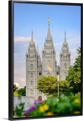 Salt Lake Temple with Flowers, Salt Lake City, Utah