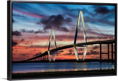 Arthur Ravenel Jr. Bridge crossing the Cooper River at sunset