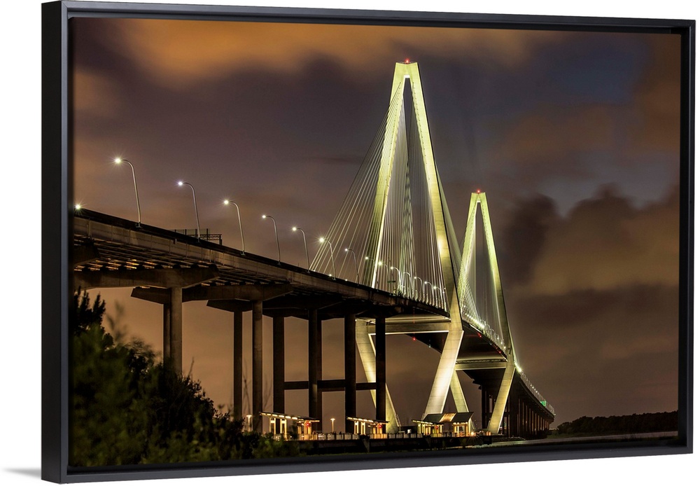 Arthur Ravenel Jr. Bridge crossing the Cooper River at twilight.