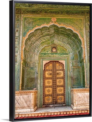 Colorful door at the City Palace in Jaipur, Rhajisthan, India