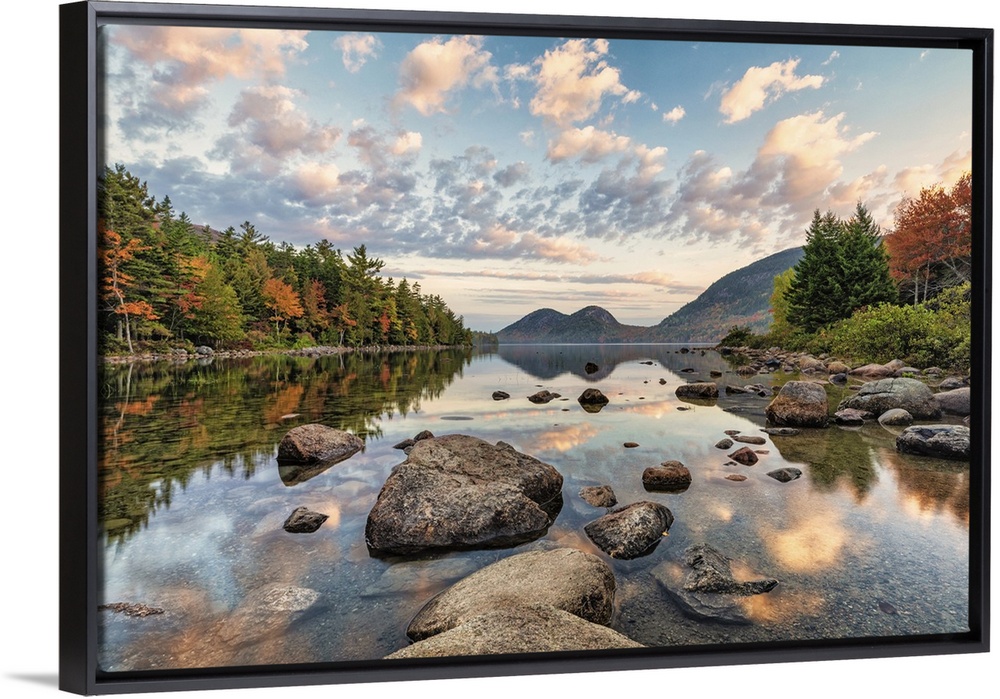 Fall color at Jordan Pond in Acadia National Park