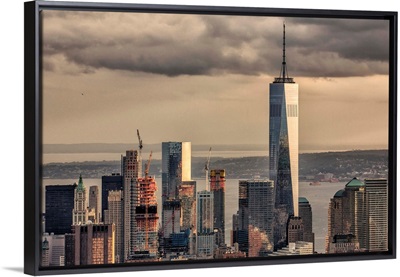 High view of Freedom One and downtown New York City