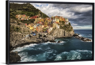 Manerola after dark in the Cinque Terre, Italy