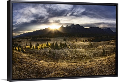 Sunrise behind the Grand Tetons, Jackson Hole, Wyoming