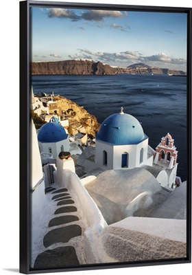 Sunset and church on Oia, Santorini, Greece
