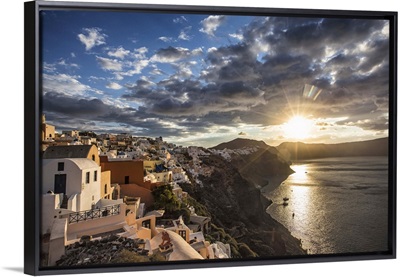 Sunset at Oia, on the island of Santorini, Greece