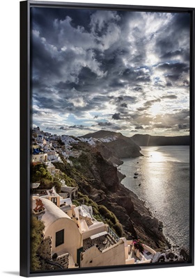 Sunset at Oia, on the island of Santorini, Greece